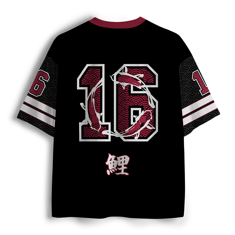 Tokyo-Tiger Red Koi Wave Mesh Jersey