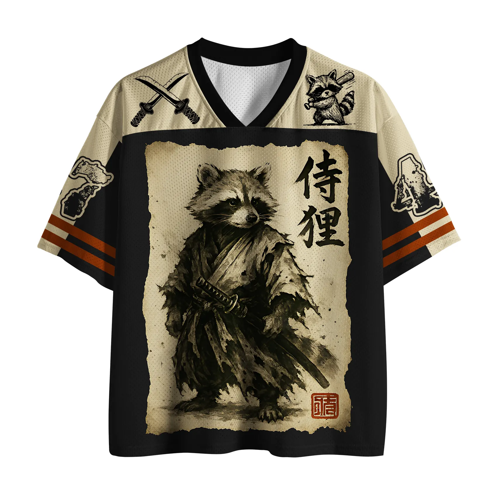 Tokyo-Tiger Retro Raccoon Samurai Mesh Jersey