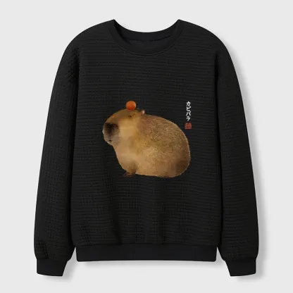 Tokyo-Tiger Calm Capybara Illustration Waffle Sweatshirt