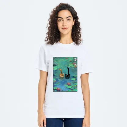 Tokyo-Tiger Funny Cats Swimming In Lilies Classic T-Shirt