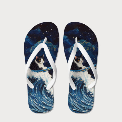 Tokyo-Tiger The Great Wave Off Cat Flip Flops