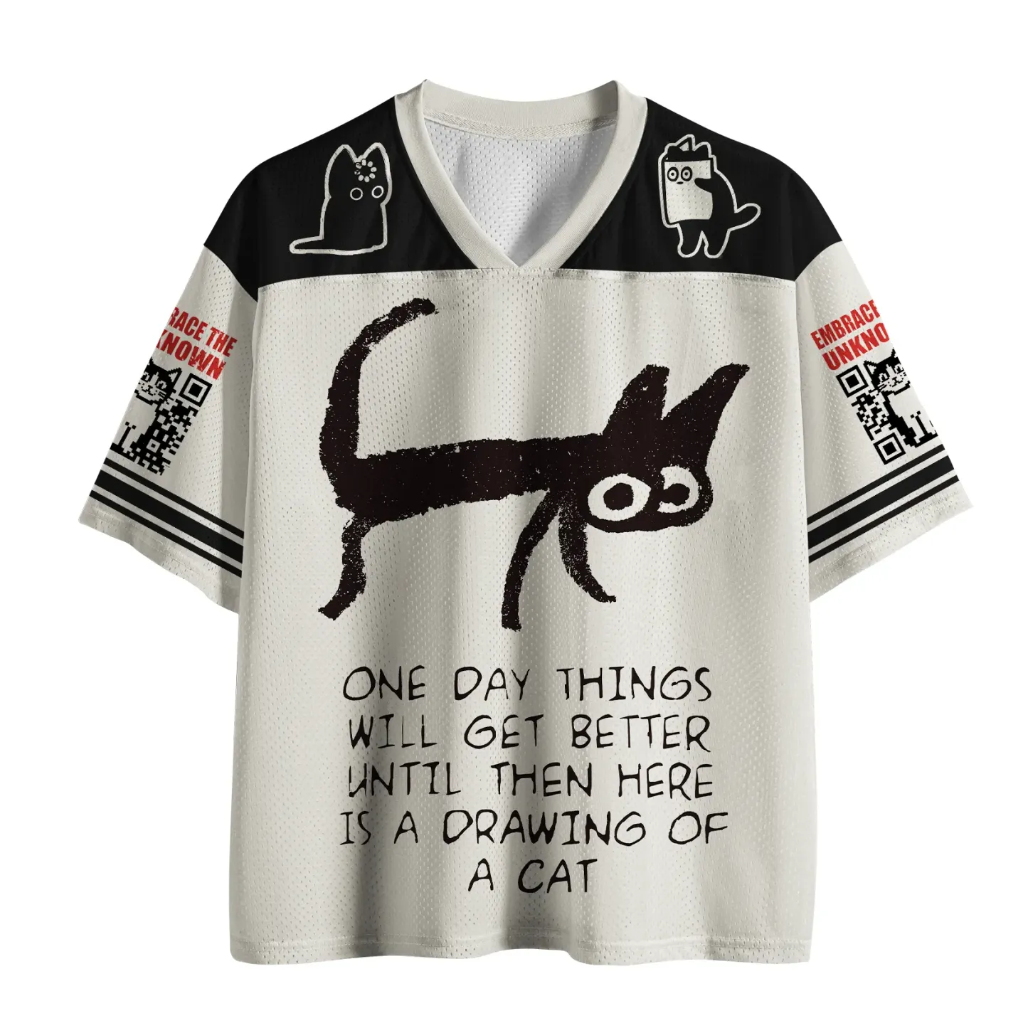 Tokyo-Tiger Cat Cheer Up Drawing Mesh Jersey
