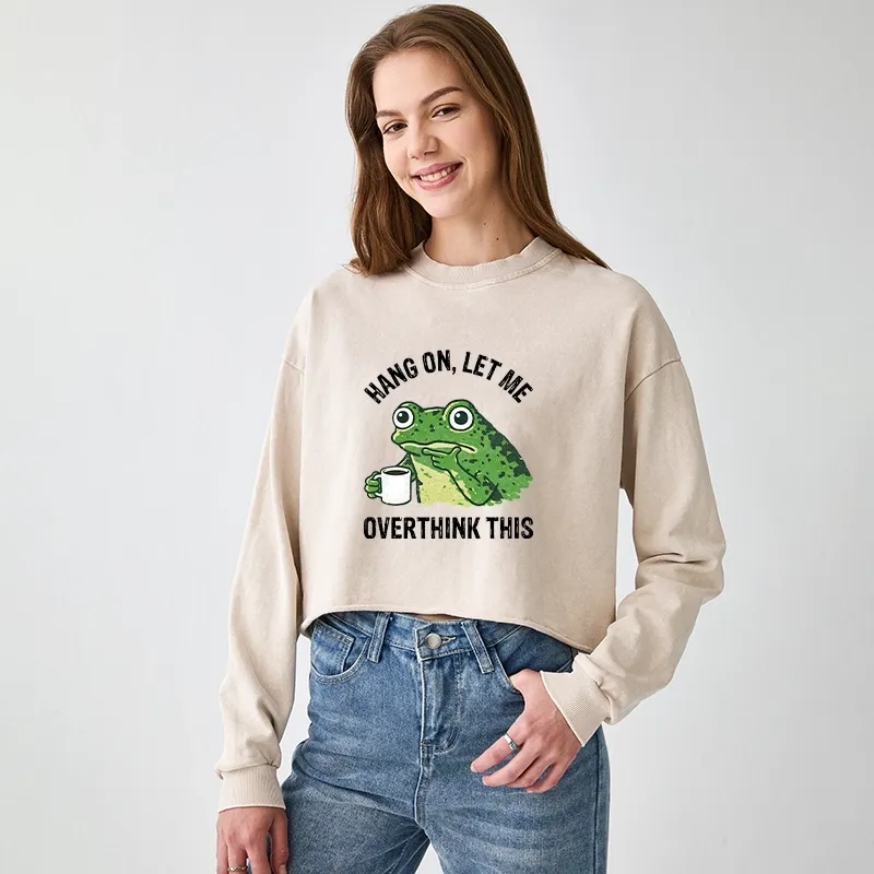 Tokyo-Tiger Overthinking Frog With Coffee Washed Crop Sweatshirt