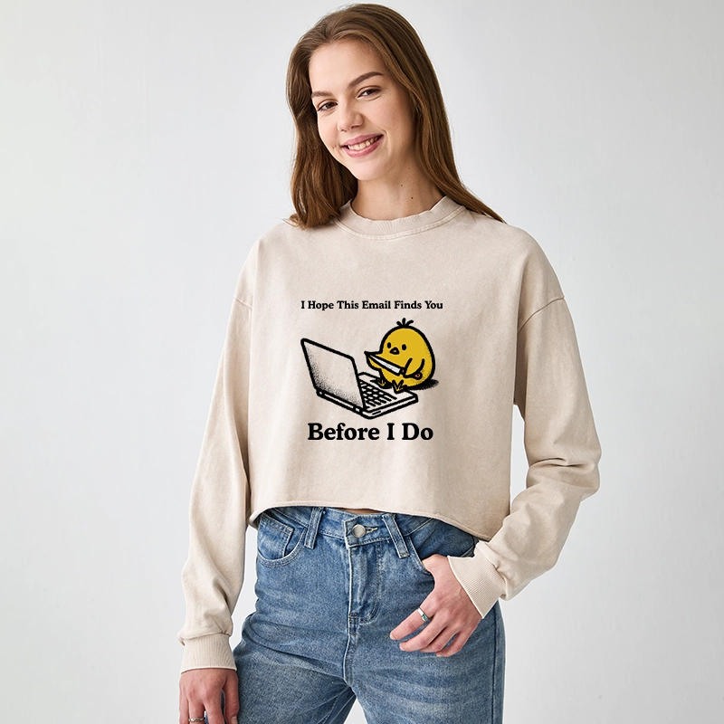 Tokyo-Tiger Chicken Knife Email Meme Washed Crop Sweatshirt