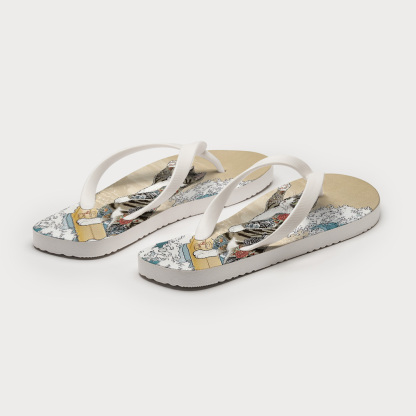 Tokyo-Tiger Cat Surfing Flip Flops