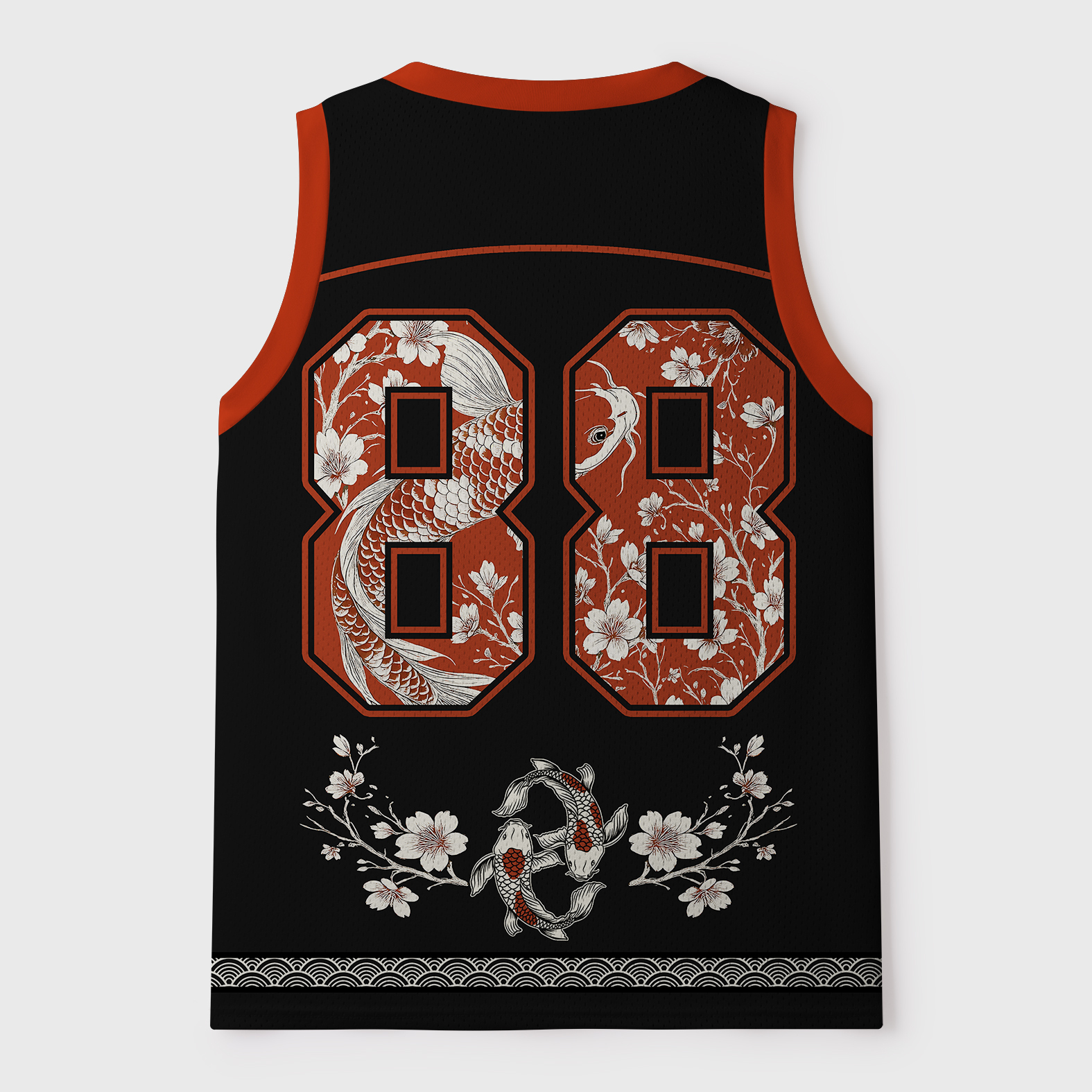 Tokyo-Tiger Vintage Sakura And Koi Mesh Tank Top