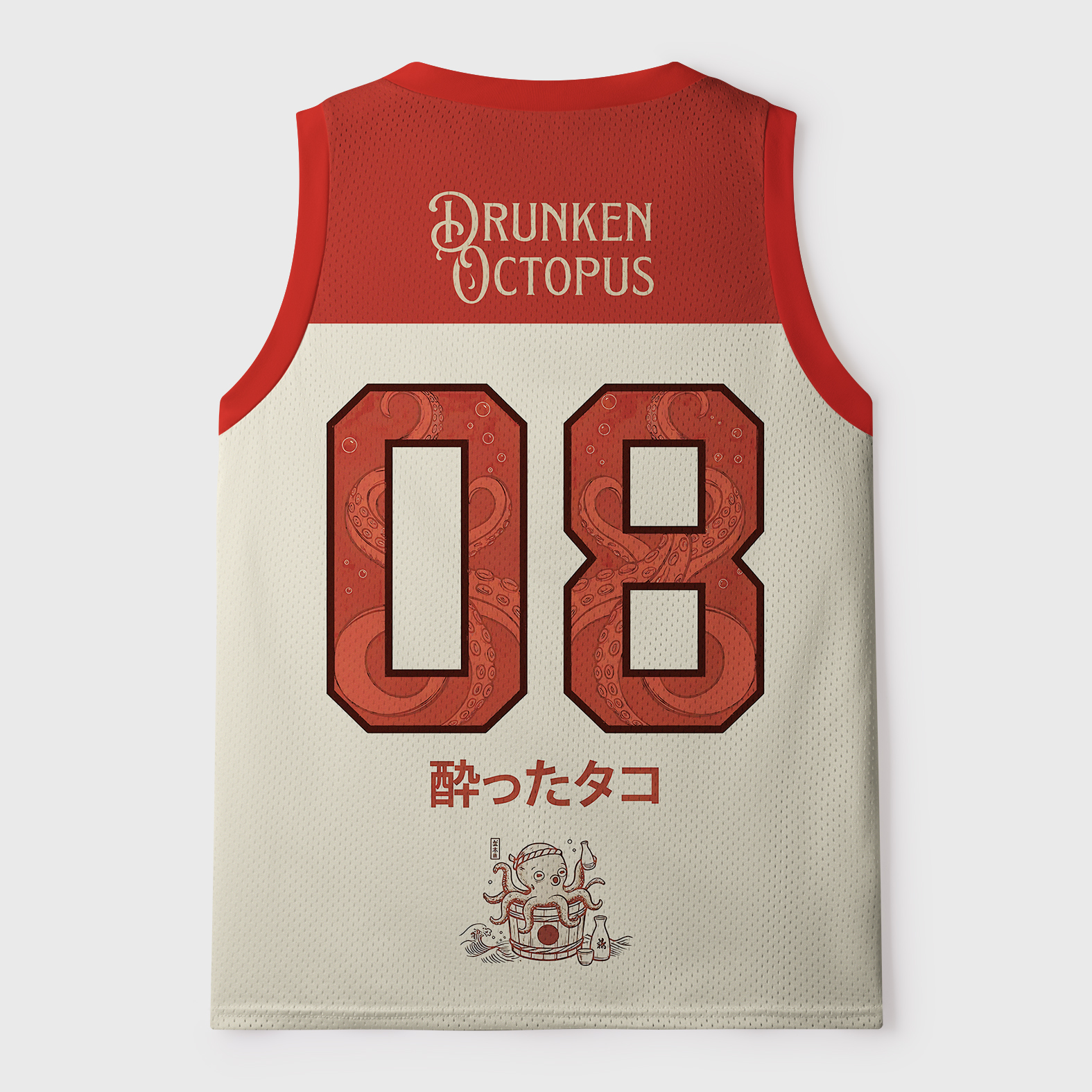 Tokyo-Tiger Drunken Octopus Japan Mesh Tank Top