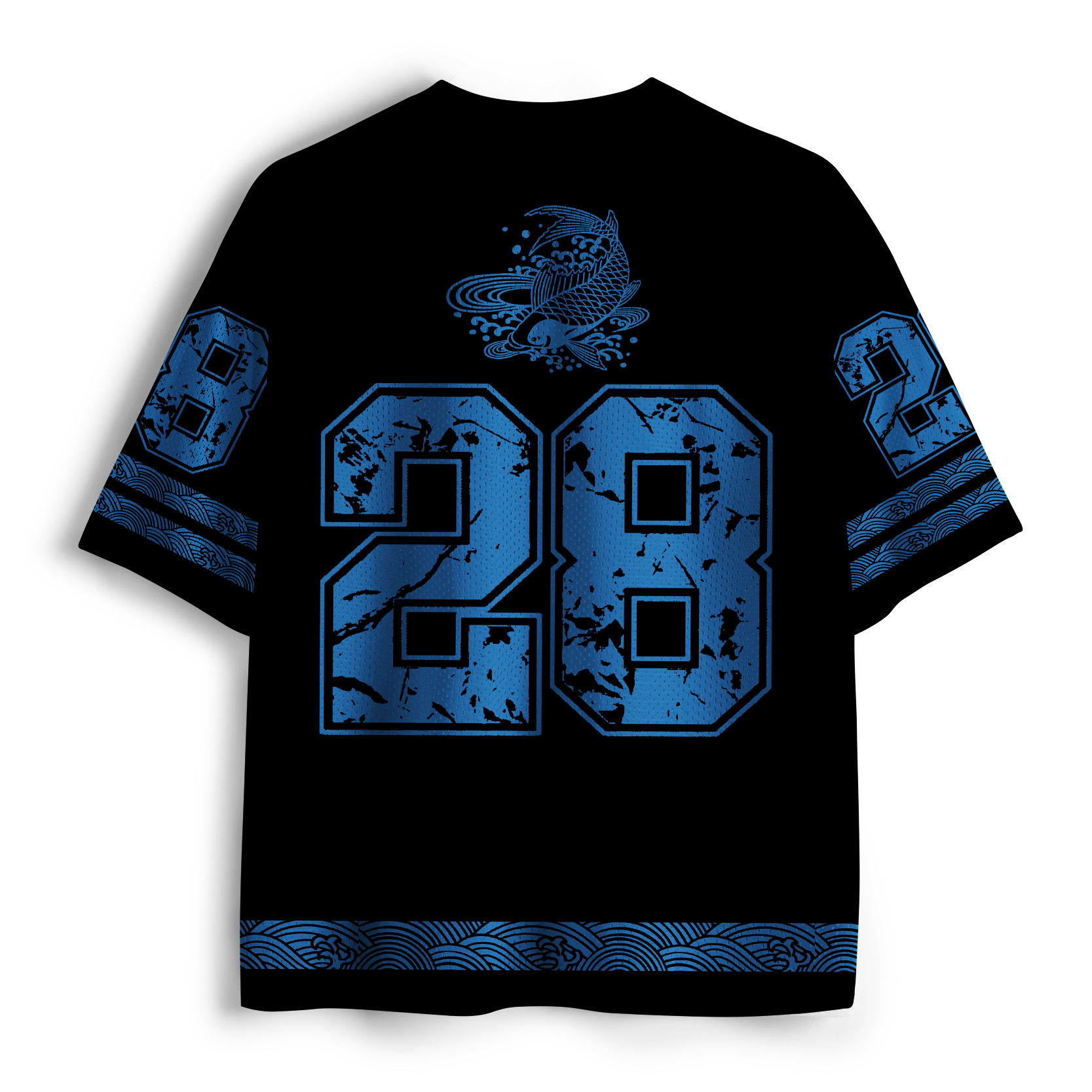 Tokyo-Tiger Azure Flow: The Eternal Koi Mesh Jersey
