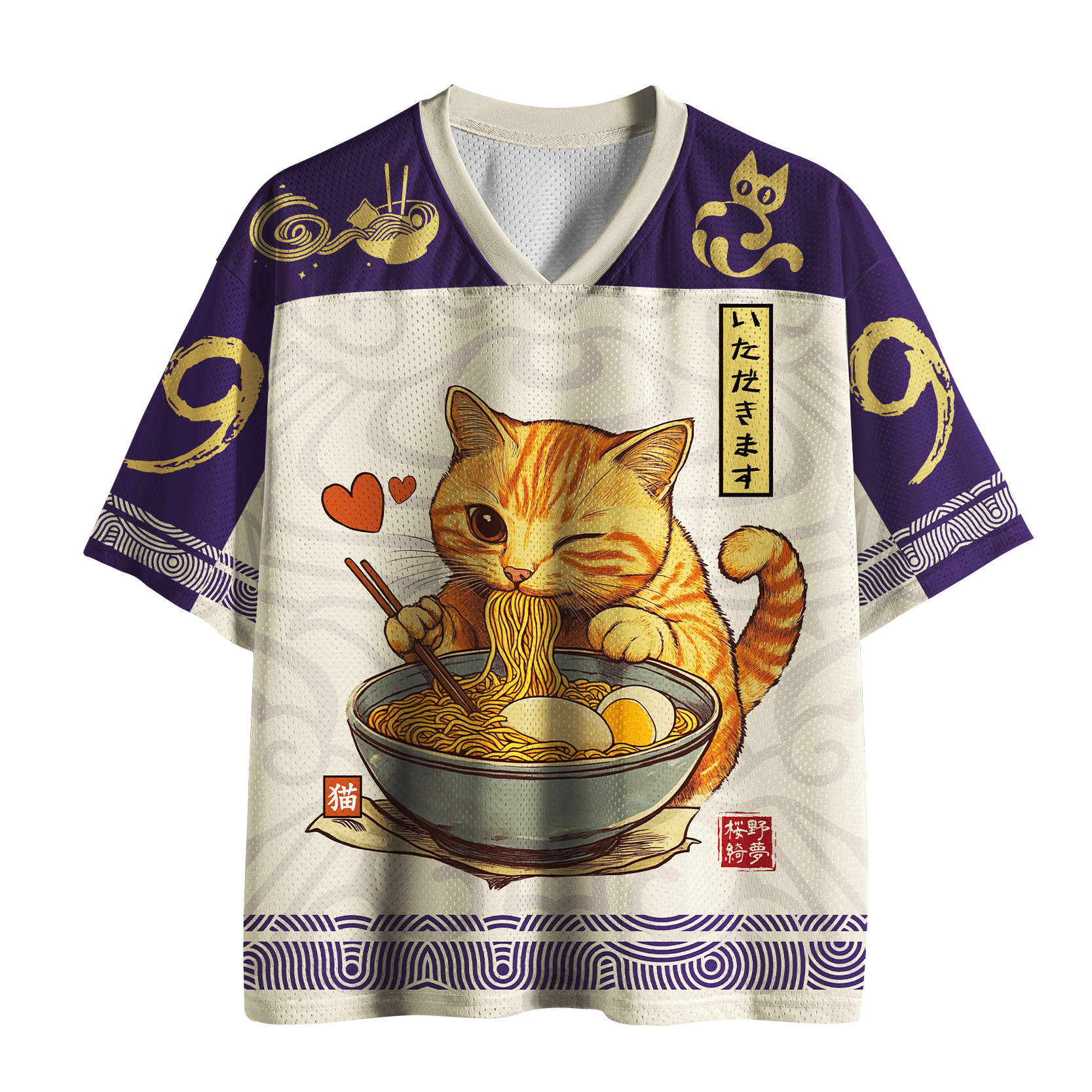 Tokyo-Tiger Vintage Neko Ramen Mesh Jersey