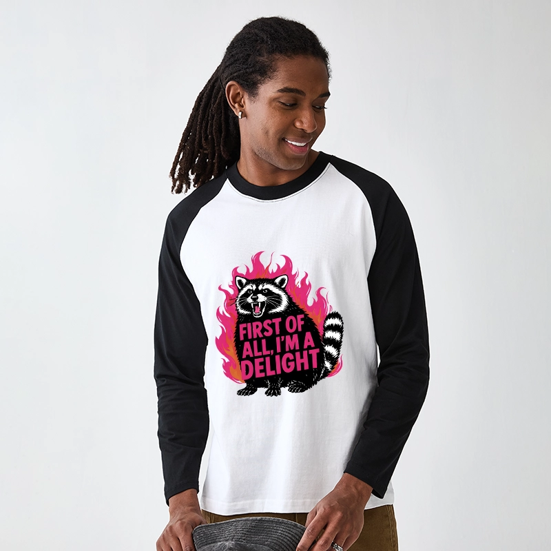 Tokyo-Tiger Angry Raccoon Funny Raglan Long Sleeve T-shirt