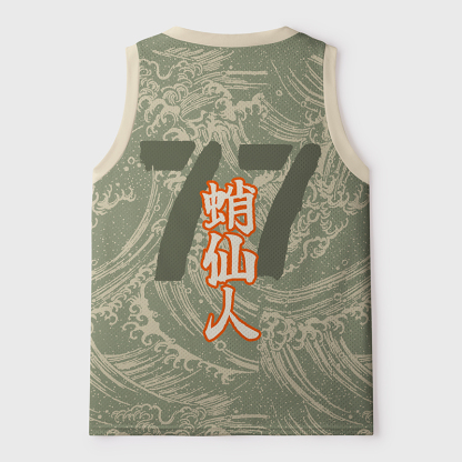Tokyo-Tiger Octopus Sage Mesh Tank Top
