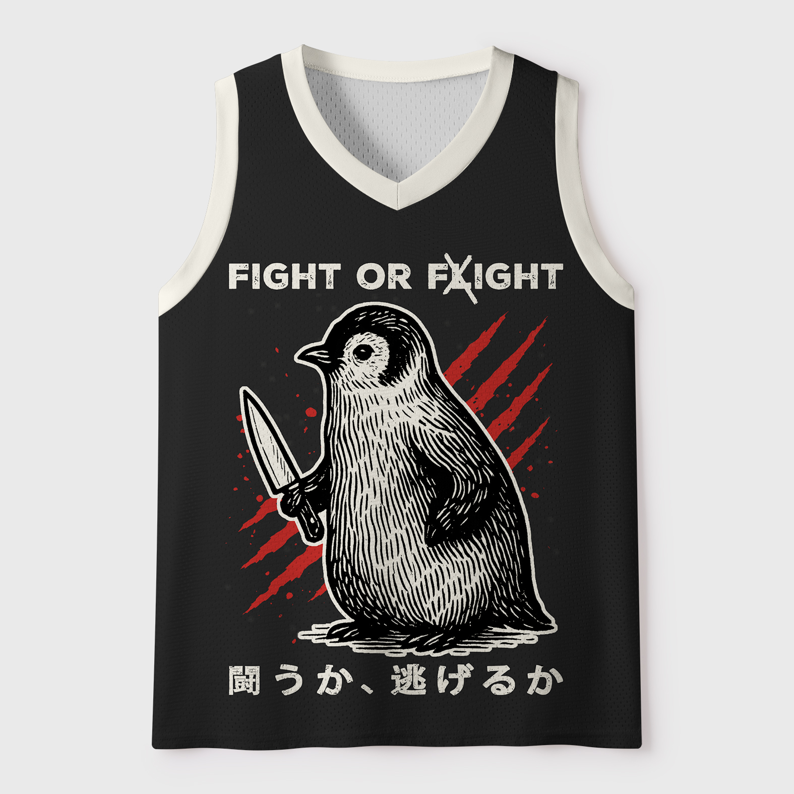 Tokyo-Tiger Funny Fight Or Flight Mesh Tank Top