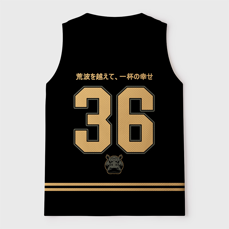 Tokyo-Tiger Funny Hippo Ramen Happiness Bowl Mesh Tank Top