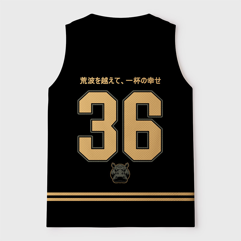 Tokyo-Tiger Funny Hippo Ramen Happiness Bowl Mesh Tank Top