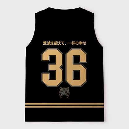 Tokyo-Tiger Funny Hippo Ramen Happiness Bowl Mesh Tank Top