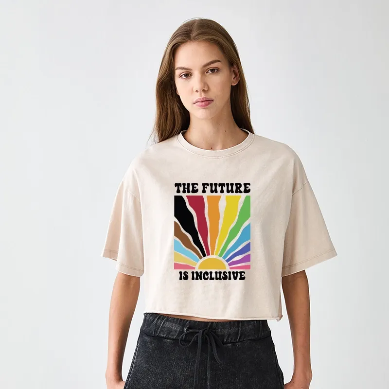 Tokyo-Tiger Pride Future Is Inclusive Women's Washed Crop T-Shirt