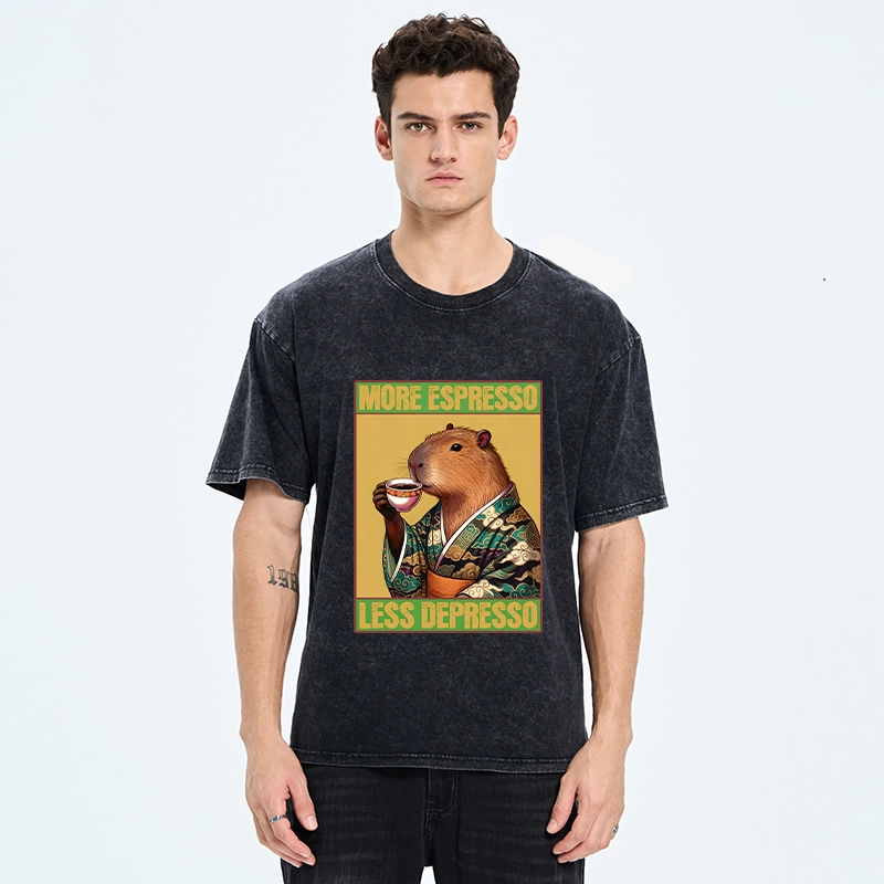 Tokyo-Tiger Capybara Coffee Break Washed T-Shirt