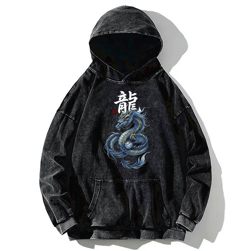 Tokyo-Tiger Mythic Blue Dragon Washed Hoodie