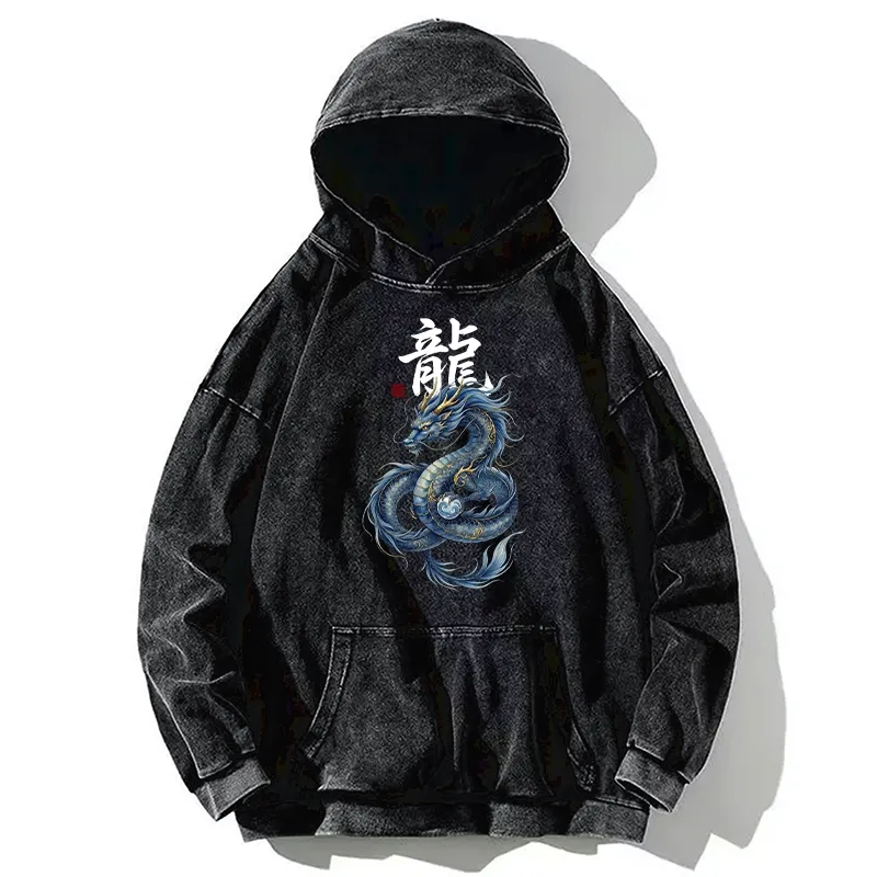 Tokyo-Tiger Mythic Blue Dragon Washed Hoodie