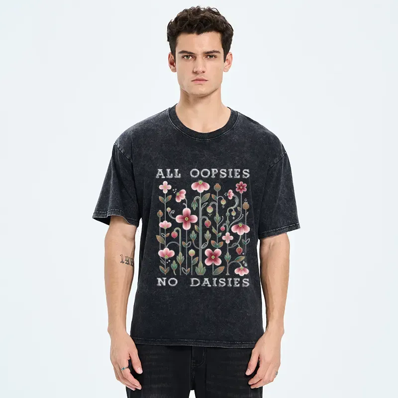 Tokyo-Tiger Funny Flower：All Oopsies No Daisies Washed T-Shirt