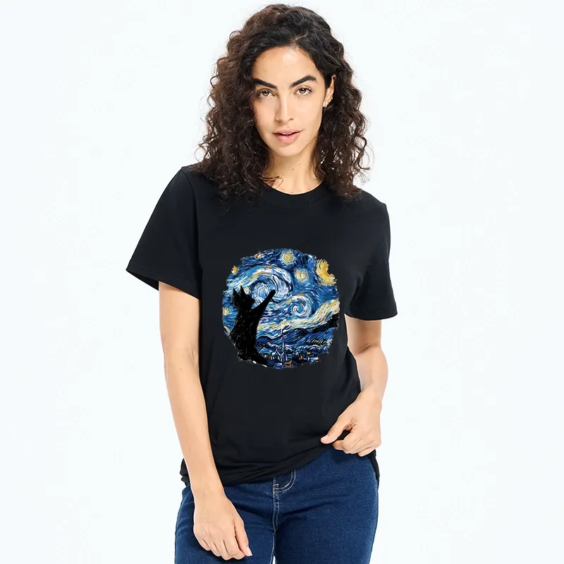 Tokyo-Tiger Starry Night Black Cat Classic T-Shirt