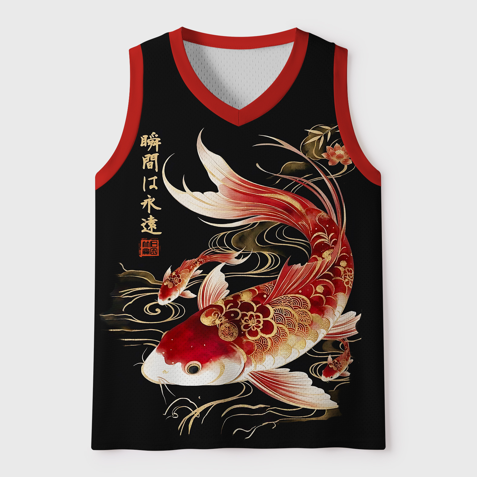 Tokyo-Tiger Elegant Koi Fish Watercolor Art Mesh Tank Top