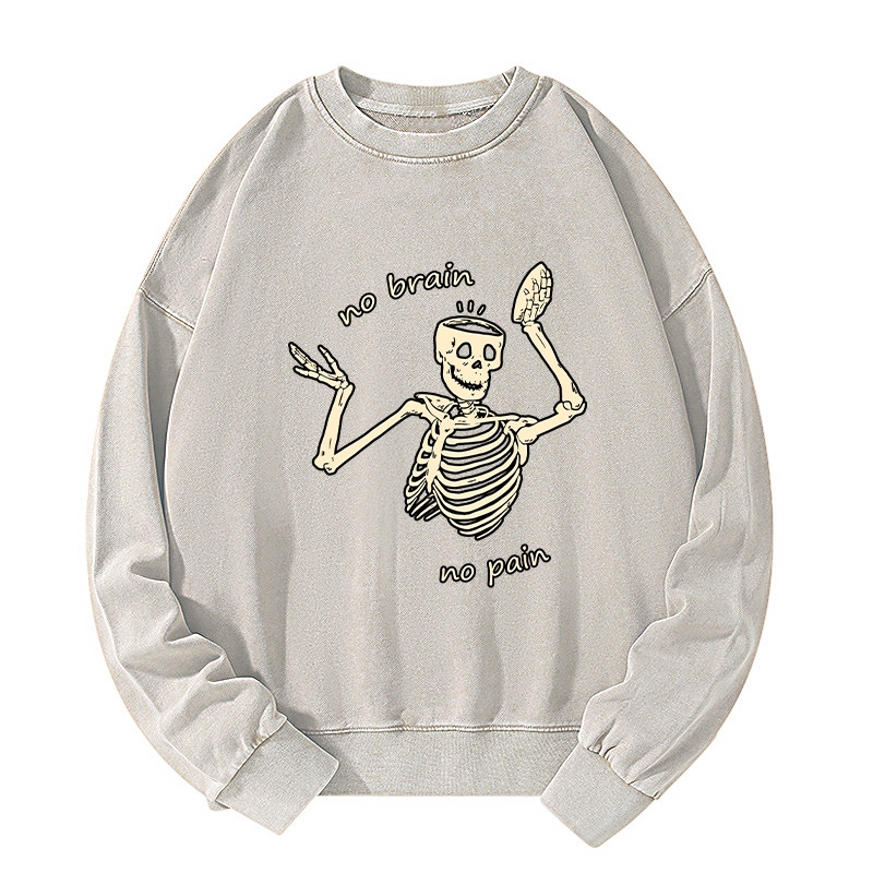 Tokyo-Tiger Skeletons Feel No Pain Washed Sweatshirt