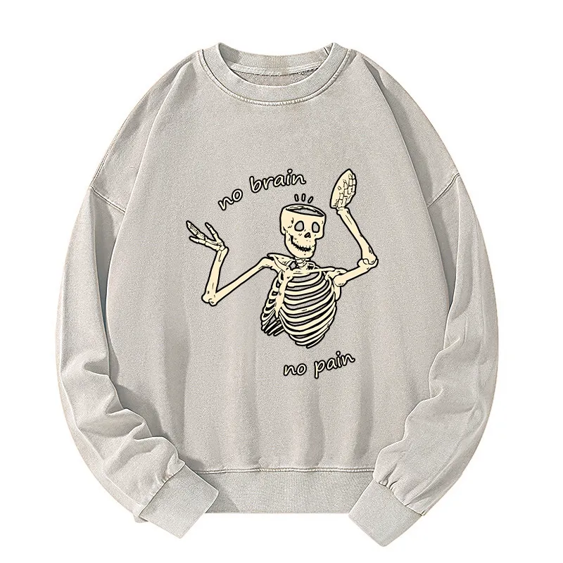 Tokyo-Tiger Skeletons Feel No Pain Washed Sweatshirt