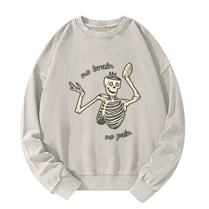 Tokyo-Tiger Skeletons Feel No Pain Washed Sweatshirt