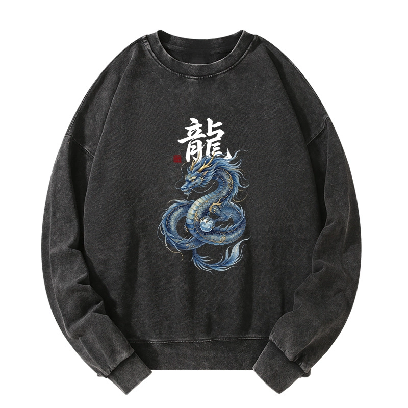 Tokyo-Tiger Mythic Blue Dragon Washed Sweatshirt