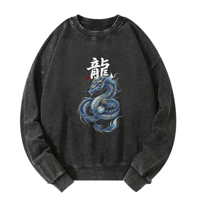 Tokyo-Tiger Mythic Blue Dragon Washed Sweatshirt