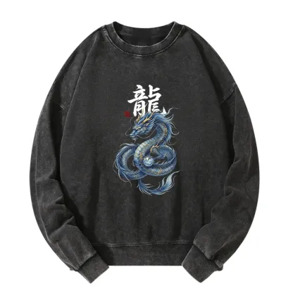 Tokyo-Tiger Mythic Blue Dragon Washed Sweatshirt