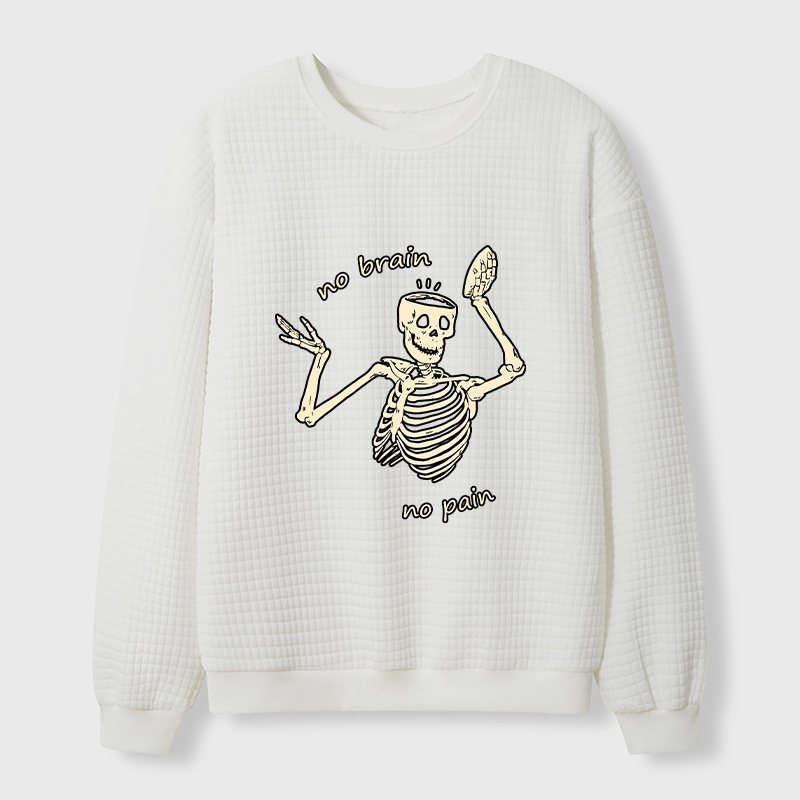Tokyo-Tiger Skeletons Feel No Pain Waffle Sweatshirt