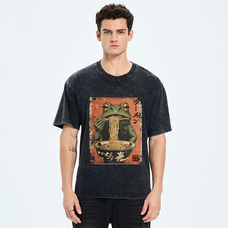 Tokyo-Tiger The Ramen Frog Poster Washed T-Shirt
