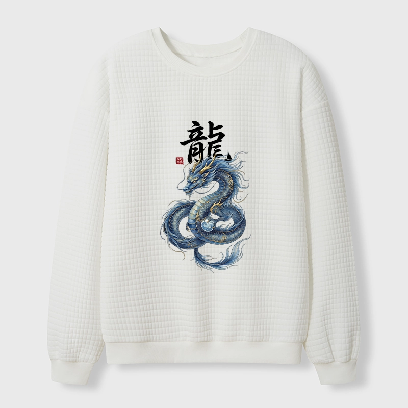 Tokyo-Tiger Mythic Blue Dragon Waffle Sweatshirt