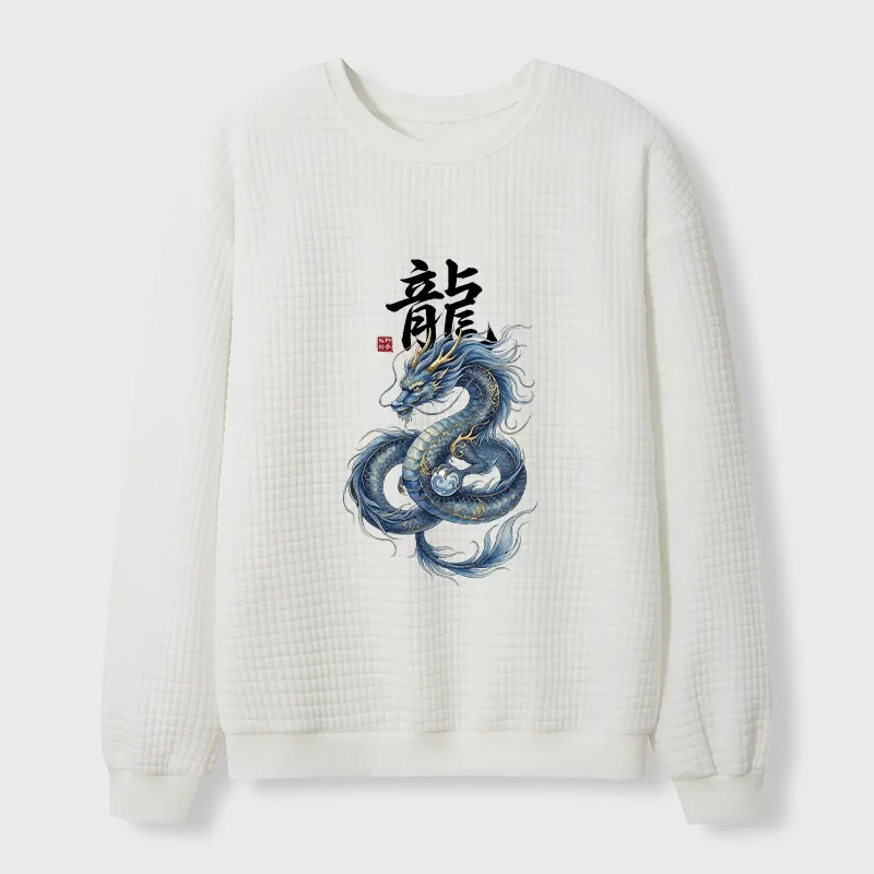Tokyo-Tiger Mythic Blue Dragon Waffle Sweatshirt Sale