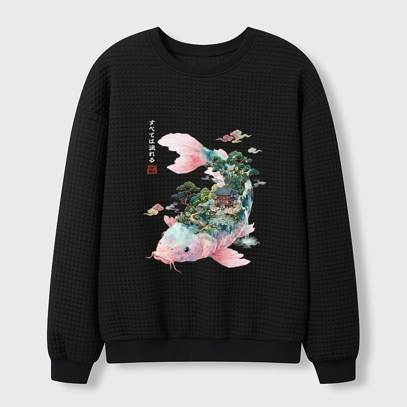 Tokyo-Tiger Journey Of The Flowing Koi Waffle Sweatshirt