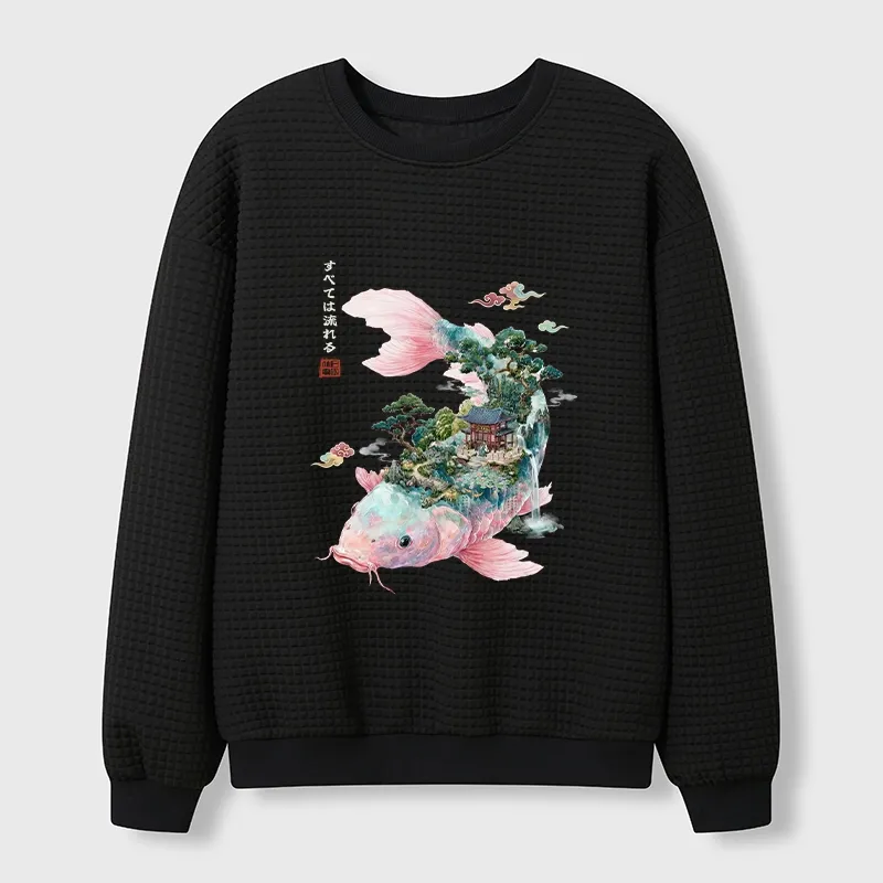 Tokyo-Tiger Journey Of The Flowing Koi Waffle Sweatshirt Sale