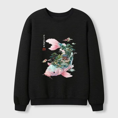 Tokyo-Tiger Journey Of The Flowing Koi Waffle Sweatshirt