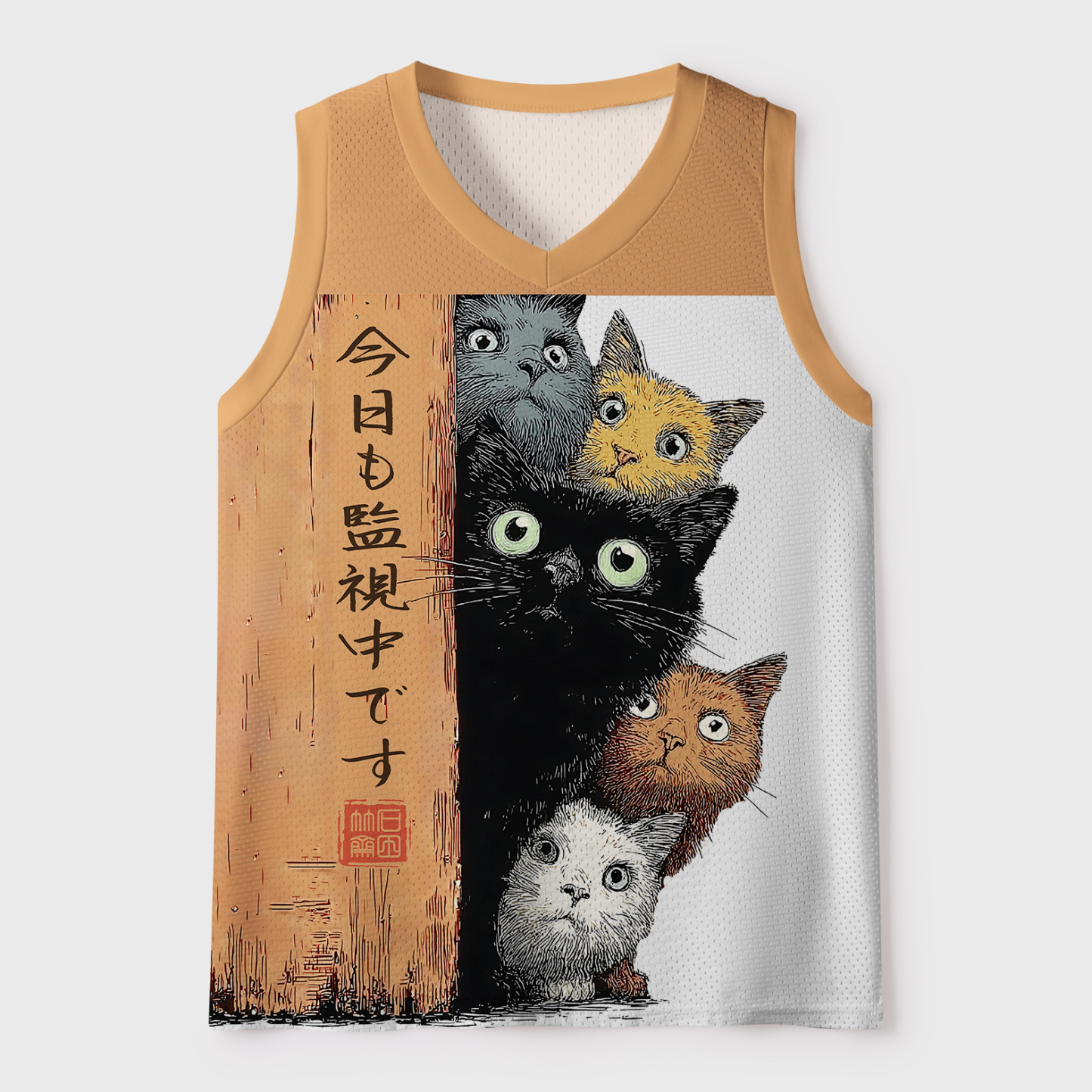 Tokyo-Tiger Five Cats Are Watching You Mesh Tank Top
