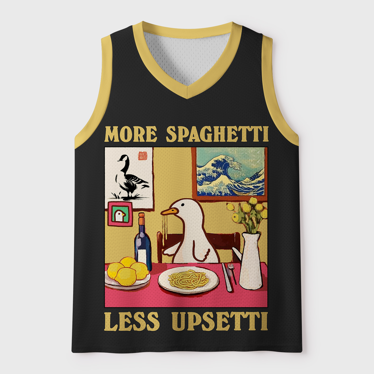 Tokyo-Tiger More Spaghetti Less Upsetti Goose Mesh Tank Top