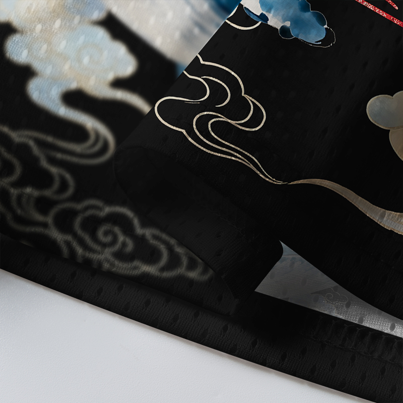 Tokyo-Tiger Whale Ink Painting Landscape Mesh Jersey