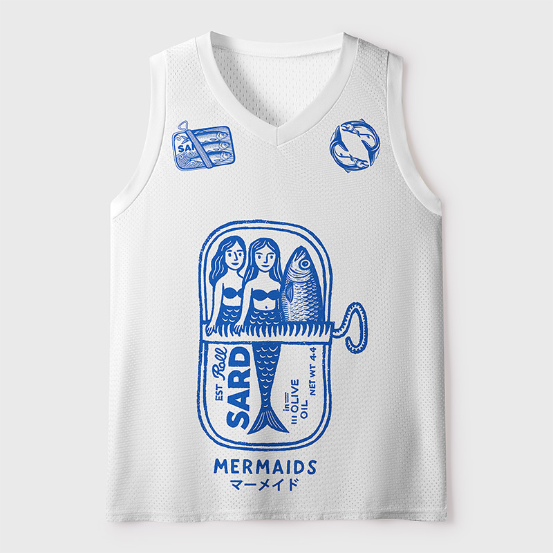 Tokyo-Tiger Mermaids In Sardine Cans Mesh Tank Top