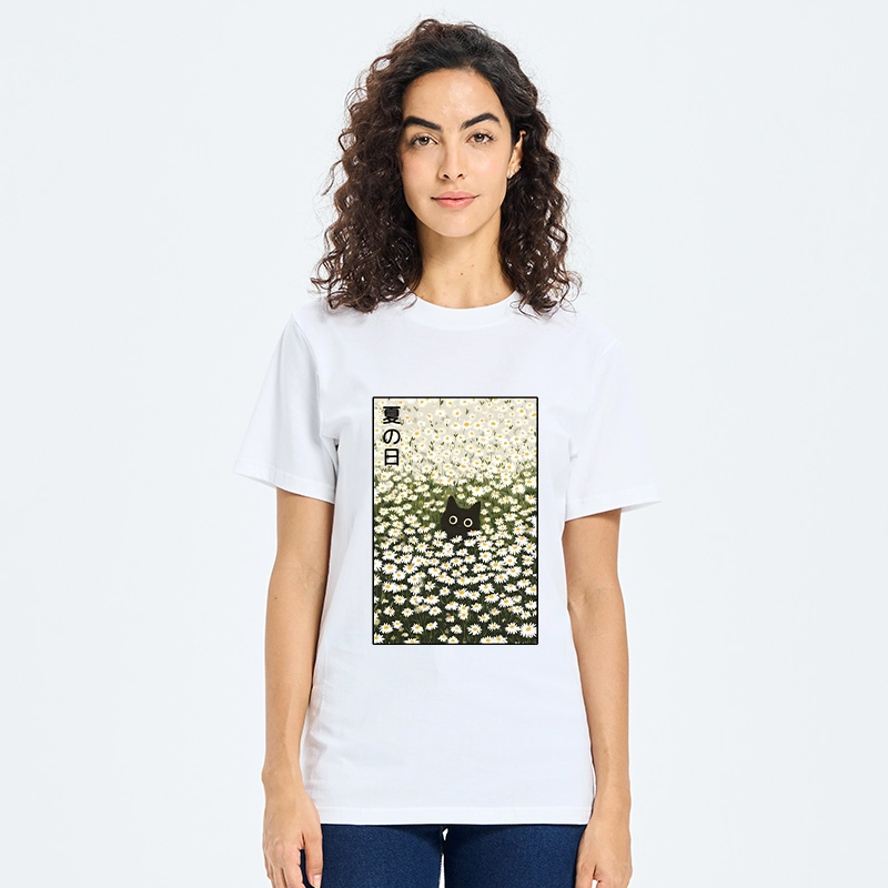 Tokyo-Tiger Summer Day Daisies Black Cat Classic T-Shirt