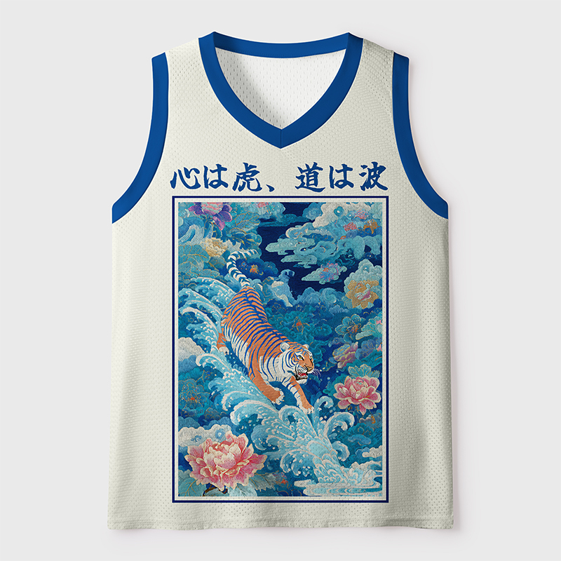 Tokyo-Tiger Beneath Auspicious Clouds Mesh Tank Top