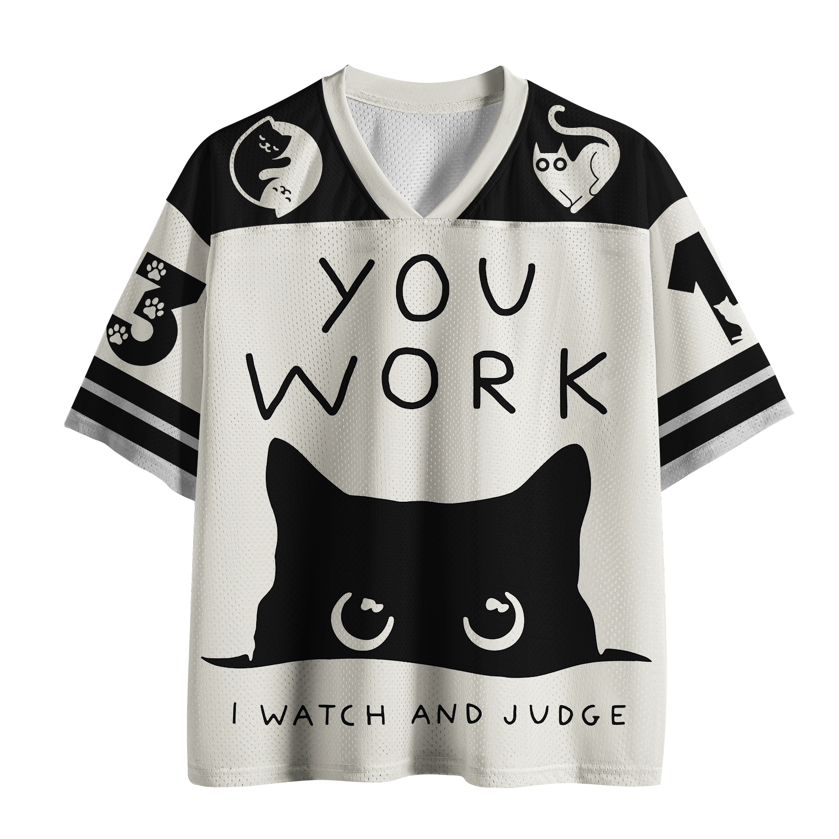 Tokyo-Tiger You Work The Cat Watches You Mesh Jersey