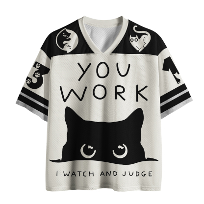 Tokyo-Tiger You Work The Cat Watches You Mesh Jersey