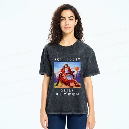 Tokyo-Tiger Jesus Is Fighting The Devil Washed T-Shirt