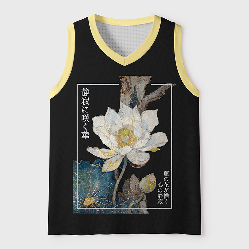 Tokyo-Tiger Zen Lotus In Silent Style Mesh Tank Top