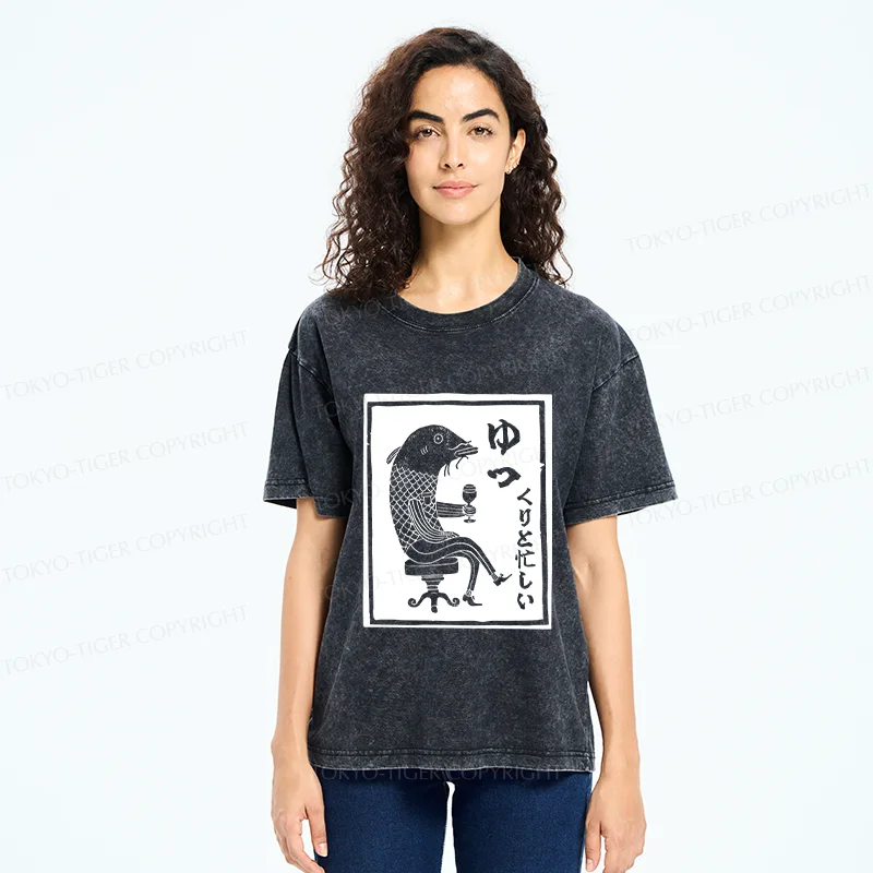 Tokyo-Tiger Retro Fishman Washed T-Shirt